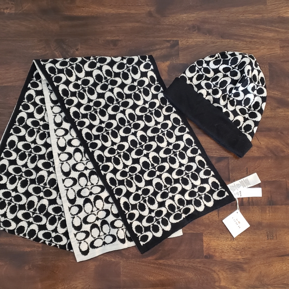 Coach Signature Knit Scarf and Hat